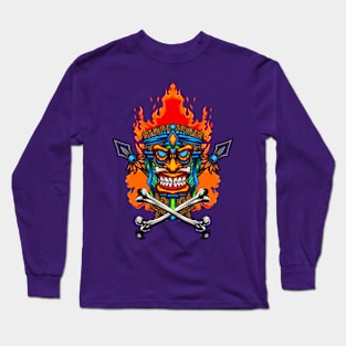 Tiki Mask Illustration 07 Long Sleeve T-Shirt